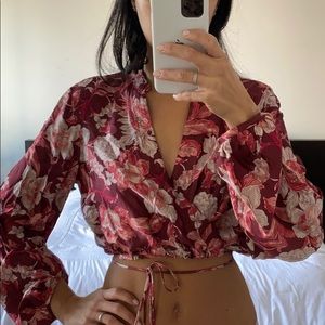 Zara floral silk crop top